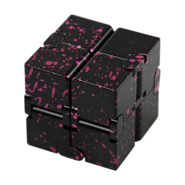 New Black Pink Pattern Solid Aluminum Infinity Cube Fidget Anti Stress