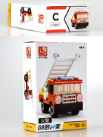 Sluban M38-B0593A Creative N change: fire fire engine 4 high-rise jet, rescue helicopter, ladder car, rescue boat