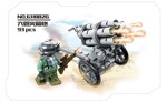 PANLOSBRICK 631002A Justice Action: 8 combinations of crossfire, ski surprise, special reconnaissance vehicles, Italian mountain guns, drone operations, defensive sleight of hand, six-barrel rocket gun, joint command vehicle