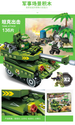GUDI 8017 Fire line battle: chariot 4 tiger whistling chase, tornado, tank attack, storm missile