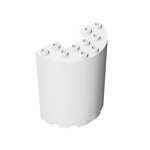 Cylinder Half 3 x 6 x 6 with 1 x 2 Cutout #87926 - 1-White