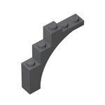 Brick Arch 1 x 5 x 4 Irregular Bow, Raised Underside Cross Supports #76768 - 199-Dark Bluish Gray