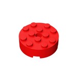 Brick Round 4 x 4 With Hole #87081 - 21-Red