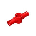 Technic Pin Connector Hub with 2 Pins with Friction Ridges Lengthwise Big Squared Pin Holes #87082 - 21-Red