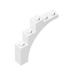 Brick Arch 1 x 5 x 4 Irregular Bow, Raised Underside Cross Supports #76768 - 1-White