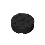 Brick Round 4 x 4 With Hole #87081 - 26-Black