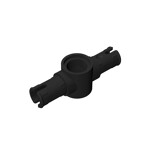 Technic Pin Connector Hub with 2 Pins with Friction Ridges Lengthwise Big Squared Pin Holes #87082 - 26-Black