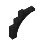 Brick Arch 1 x 5 x 4 Irregular Bow, Raised Underside Cross Supports #76768 - 26-Black