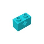 Technic Brick 1 x 2 with Axle Hole #31493 - 322-Medium Azure