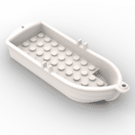 Boat / Rowing Boat 14 x 5 x 2 with Oarlocks 2 Hollow Inside Studs #2551 - 1-White