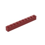 Brick 1 x 10 #6111 - 154-Dark Red