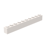 Brick 1 x 10 #6111 - 1-White