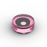 Tile Round 1 x 1 with Offset Black Eye #98138pr0008 (patterns are stickers) - 113-Trans-Dark Pink