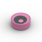 Tile Round 1 x 1 with Offset Black Eye #98138pr0008 (patterns are stickers) - 221-Dark Pink