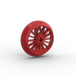 Train Wheel RC Train, Spoked with Technic Axle Hole and Counterweight, 37 mm diameter - Flanged Driver #85557  - 21-Red