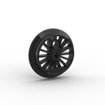 Train Wheel RC Train, Spoked with Technic Axle Hole and Counterweight, 37 mm diameter - Flanged Driver #85557  - 26-Black