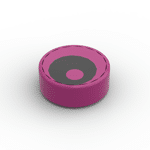 Tile Round 1 x 1 with Offset Black Eye #98138pr0008 (patterns are stickers) - 124-Magenta