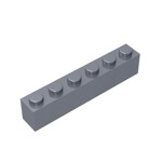Brick 1 x 6 #3009 - 315-Flat Silver