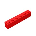 Brick 1 x 6 #3009 - 21-Red