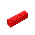 Brick 1 x 4 #3010 - 21-Red