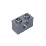 Technic Brick 1 x 2 [1 Hole] #3700 - 315-Flat Silver
