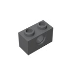 Technic Brick 1 x 2 [1 Hole] #3700 - 199-Dark Bluish Gray