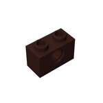 Technic Brick 1 x 2 [1 Hole] #3700 - 308-Dark Brown