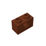 Technic Brick 1 x 2 [1 Hole] #3700 - 192-Reddish Brown