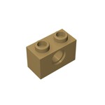 Technic Brick 1 x 2 [1 Hole] #3700 - 138-Dark Tan