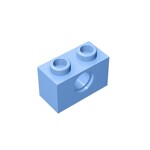 Technic Brick 1 x 2 [1 Hole] #3700 - 212-Bright Light Blue