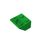 Slope Inverted 45 2 x 2 - Ovoid Bottom Pin, Bar-sized Stud Holes #3660 - 28-Green