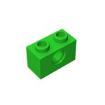 Technic Brick 1 x 2 [1 Hole] #3700 - 37-Bright Green