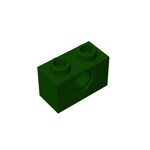 Technic Brick 1 x 2 [1 Hole] #3700 - 141-Dark Green