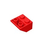 Slope Inverted 45 2 x 2 - Ovoid Bottom Pin, Bar-sized Stud Holes #3660 - 21-Red