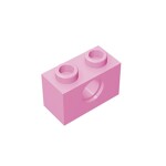 Technic Brick 1 x 2 [1 Hole] #3700 - 222-Bright Pink