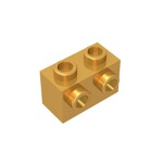 Brick Special 1 x 2 with 2 Studs on 1 Side #11211 - 297-Pearl Gold