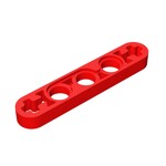 Technic Beam 1 x 5 Thin with Axle Holes on Ends #11478 - 21-Red