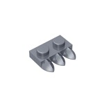 Plate Special 1 x 2 with Three Teeth [Tri-Tooth] #15208 - 315-Flat Silver