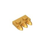 Plate Special 1 x 2 with Three Teeth [Tri-Tooth] #15208 - 297-Pearl Gold