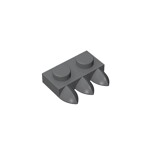 Plate Special 1 x 2 with Three Teeth [Tri-Tooth] #15208 - 199-Dark Bluish Gray