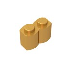 Brick Special 1 x 2 Palisade - aka Log #30136 - 297-Pearl Gold