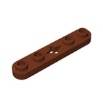 Technic Plate 1 x 5 with Smooth Ends, 4 Studs and Centre Axle Hole #32124 - 192-Reddish Brown