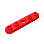 Technic Plate 1 x 5 with Smooth Ends, 4 Studs and Centre Axle Hole #32124 - 21-Red