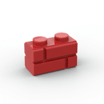 Brick Special 1 x 2 with Masonry Brick Profile #98283  - 21-Red