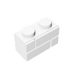 Brick Special 1 x 2 with Masonry Brick Profile #98283  - 1-White