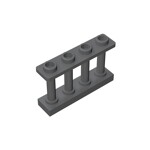 Fence Spindled 1 x 4 x 2 - 4 Top Studs #15332  - 199-Dark Bluish Gray