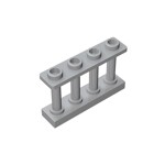 Fence Spindled 1 x 4 x 2 - 4 Top Studs #15332  - 194-Light Bluish Gray