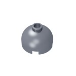 Brick, Round 2 x 2 Dome Top - Blocked Open Stud with Bottom Axle Holder x Shape + Orientation #553b  - 315-Flat Silver