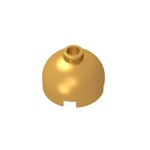 Brick, Round 2 x 2 Dome Top - Blocked Open Stud with Bottom Axle Holder x Shape + Orientation #553b  - 297-Pearl Gold