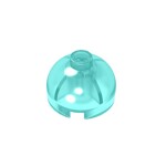 Brick, Round 2 x 2 Dome Top - Blocked Open Stud with Bottom Axle Holder x Shape + Orientation #553b  - 42-Trans-Light Blue